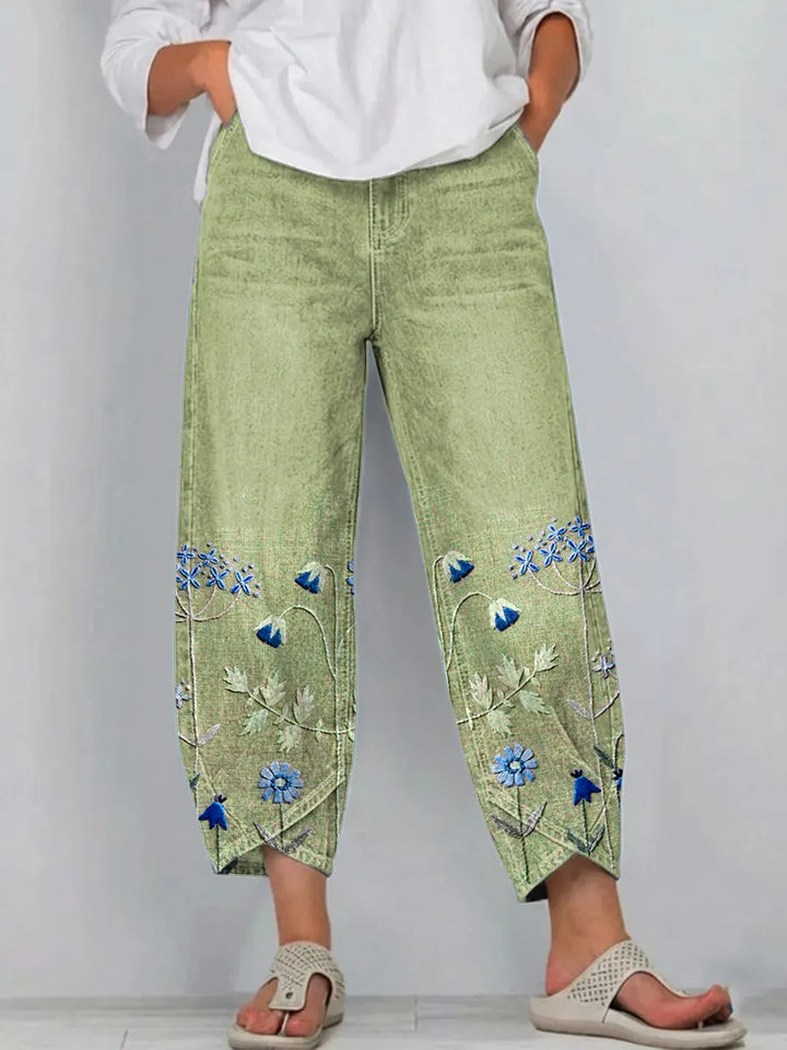 Ágnes | Hímzett casual chic nadrág