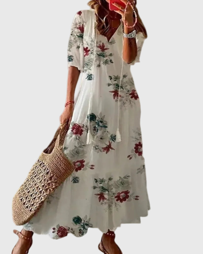 Viktória | Boho Vintage Nyári Maxi Ruha