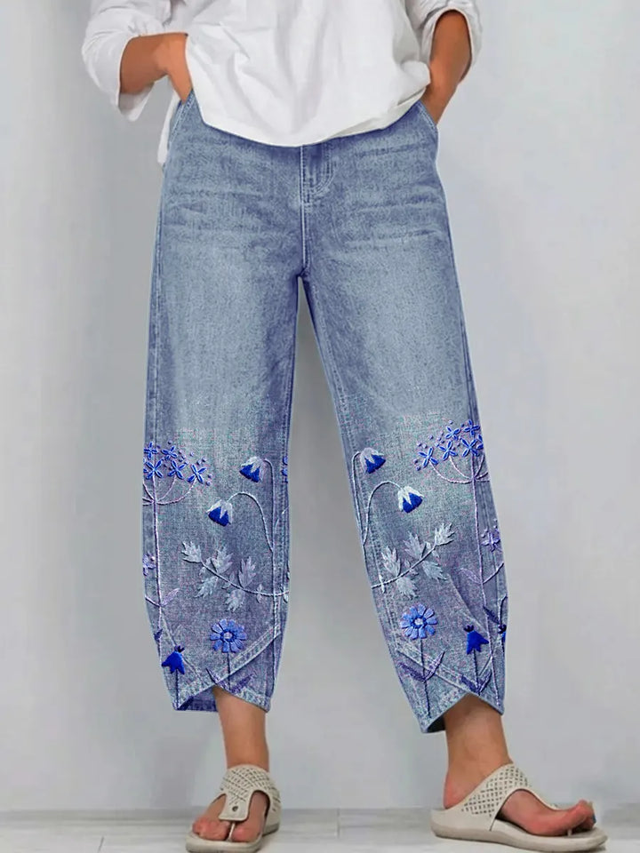 Ágnes | Hímzett casual chic nadrág