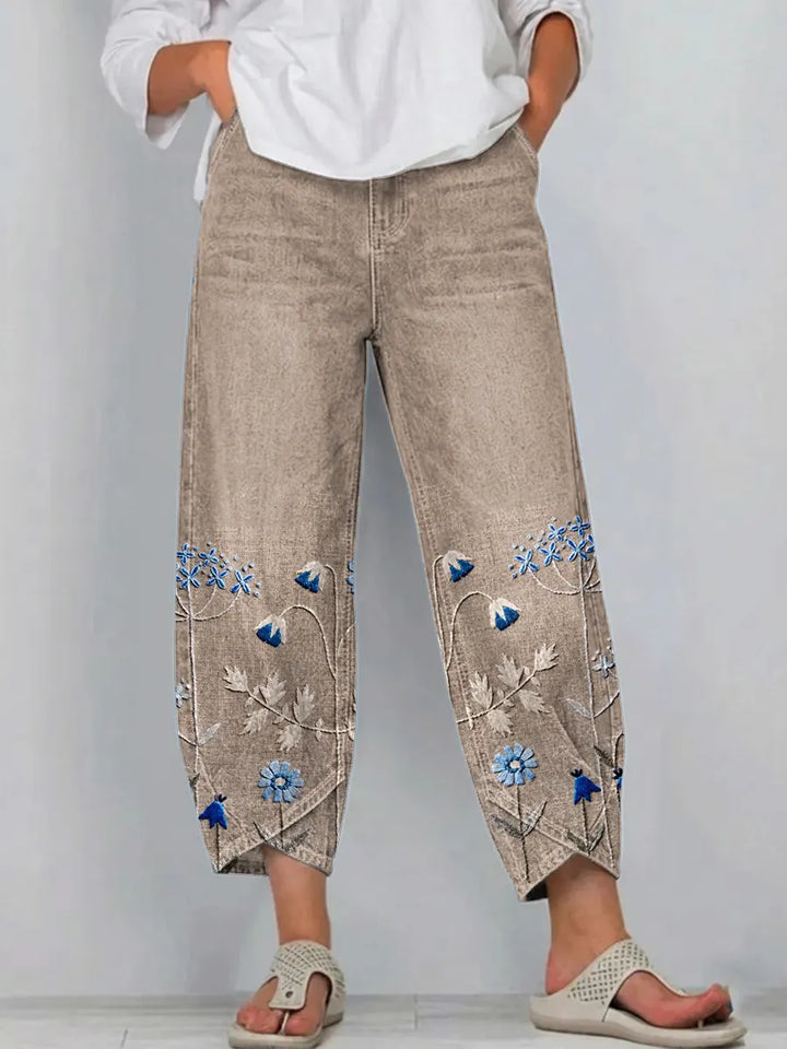 Ágnes | Hímzett casual chic nadrág