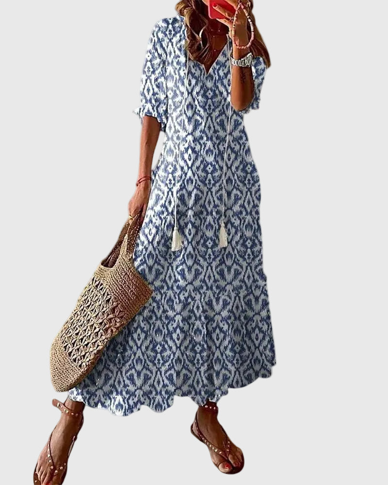 Viktória | Boho Vintage Nyári Maxi Ruha
