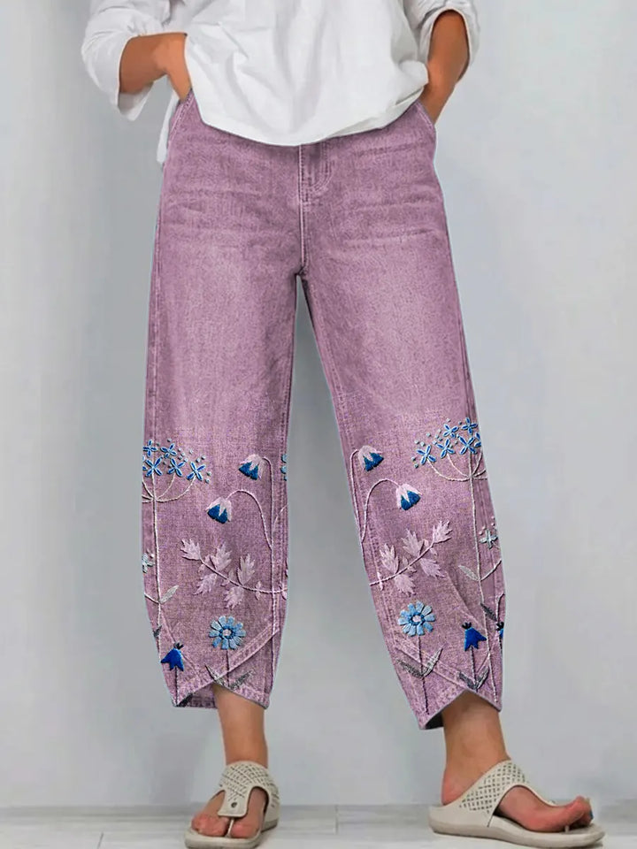 Ágnes | Hímzett casual chic nadrág