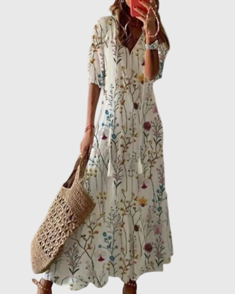 Viktória | Boho Vintage Nyári Maxi Ruha