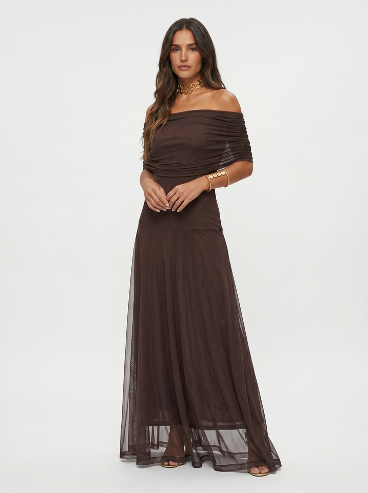 Karola | Elegáns off-shoulder maxi ruha