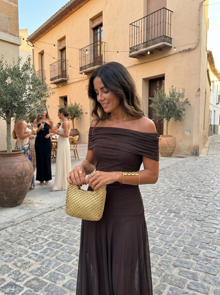 Karola | Elegáns off-shoulder maxi ruha