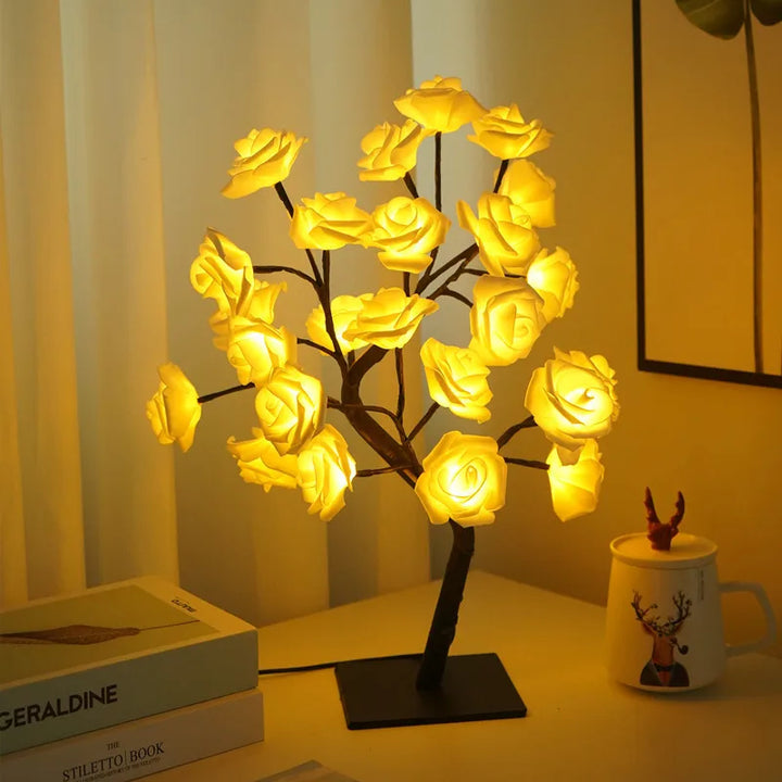 LED fa rózsákkal