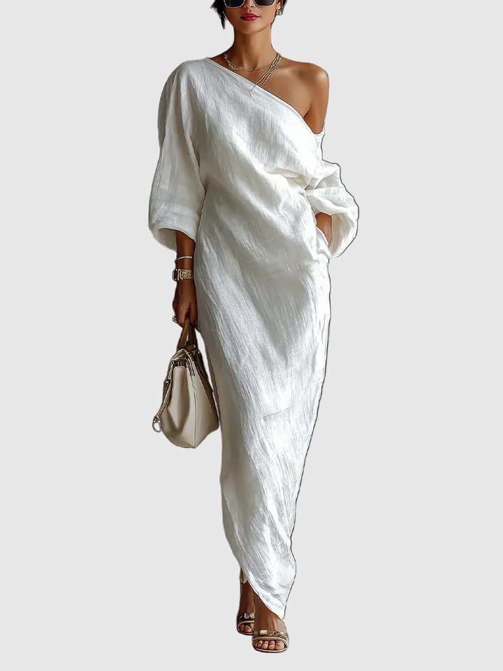 Elise™ | Elegáns Egyvállas Maxi Ruha Fehérben