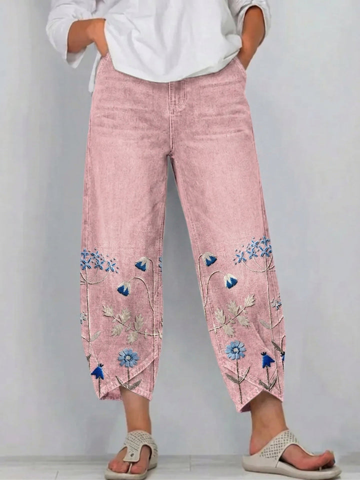 Ágnes | Hímzett casual chic nadrág