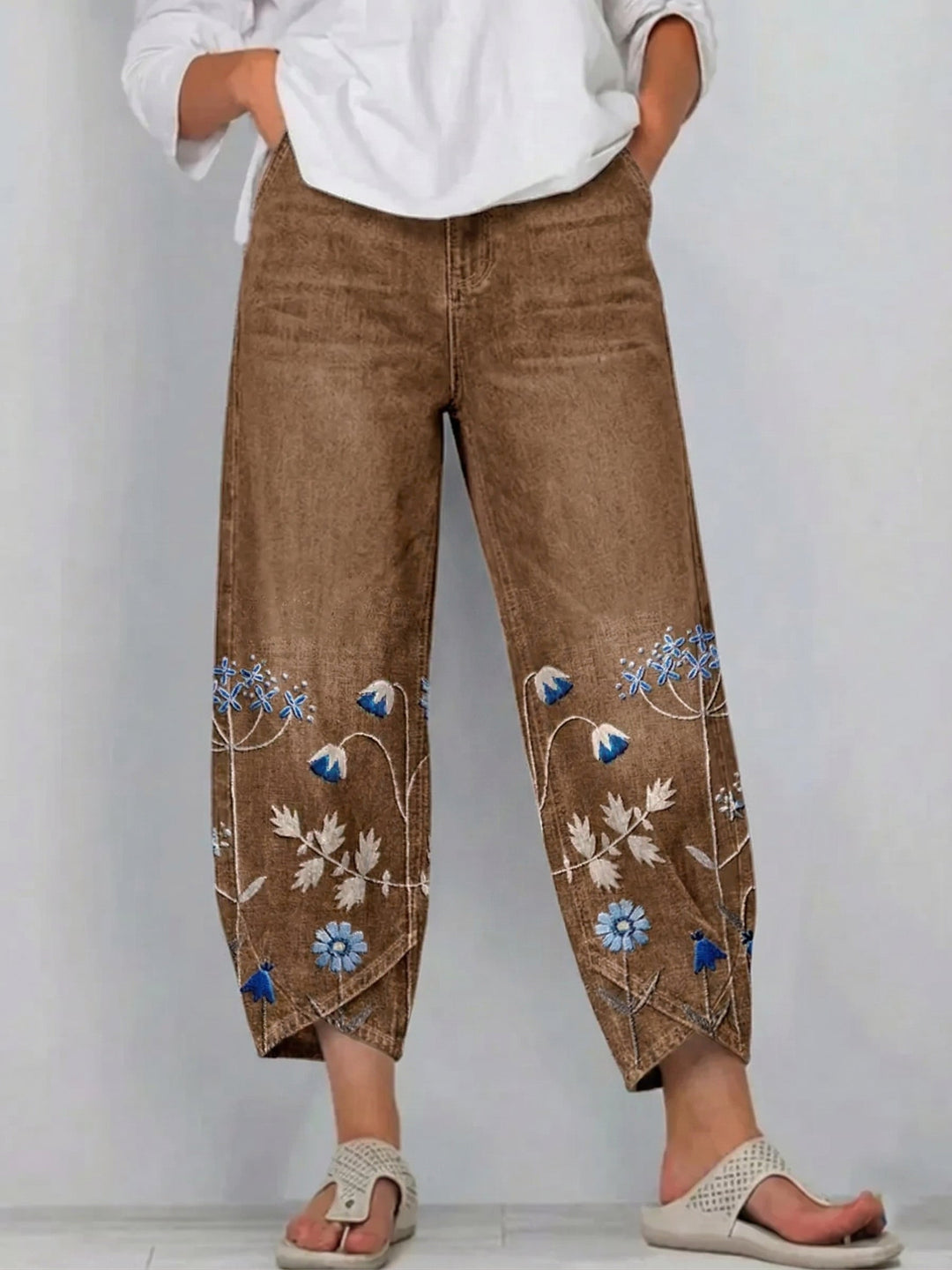 Ágnes | Hímzett casual chic nadrág