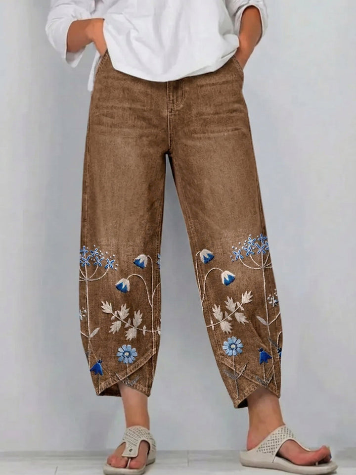 Ágnes | Hímzett casual chic nadrág